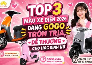 Top 3 mẫu xe điện 2026 dáng Gogo tròn trịa, dễ thương cho học sinh nữ 
