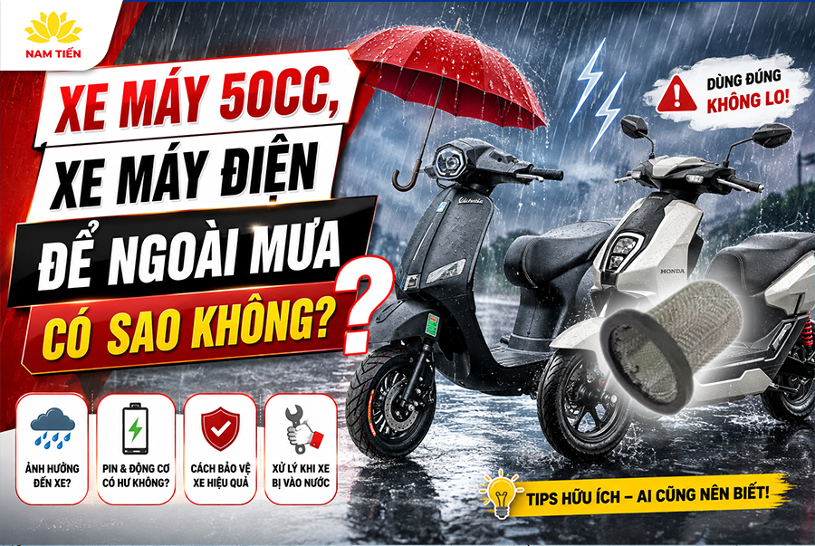 Xe Máy 50cc, Xe Máy Điện Để Ngoài Mưa Có Sao Không?